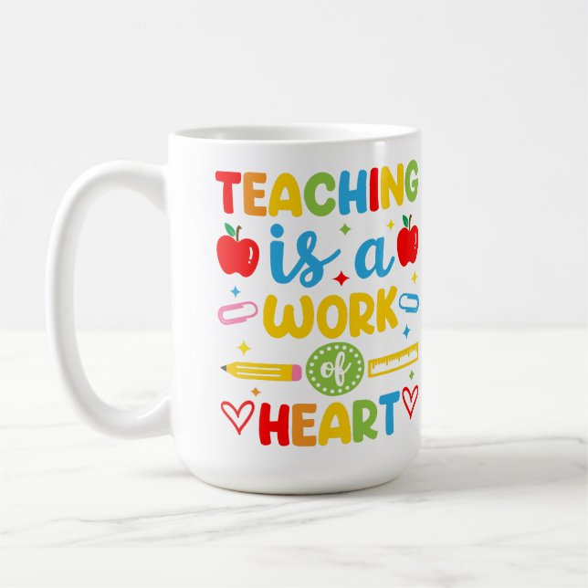 Lärande är ett hjärtearbete lärarepresent  kaffemugg (Vänster)
