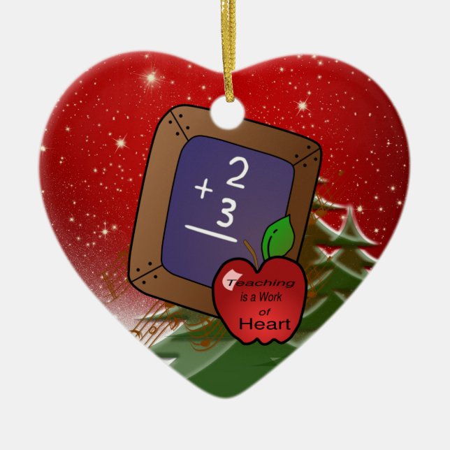 Lärande är ett hjärtligt arbete julgransprydnad keramik (Framsidan)