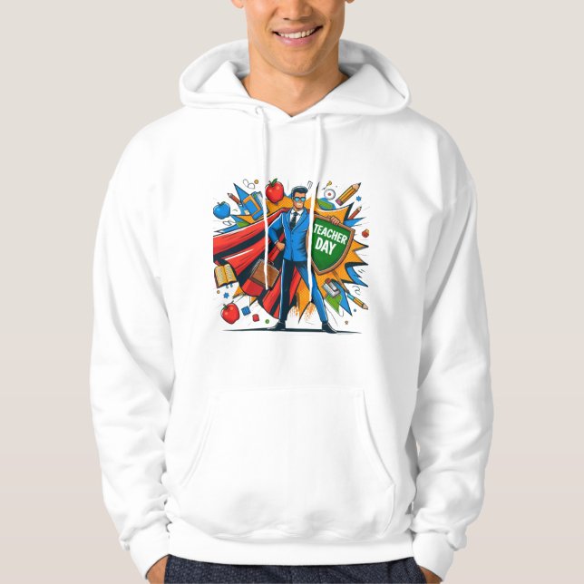Lärande är min supermaktslärares uppskattning hoodie (Framsida)