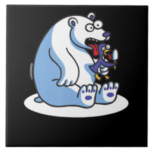Lårande Polar Bear Penguin Ice Cream Animal Lover Kakelplatta