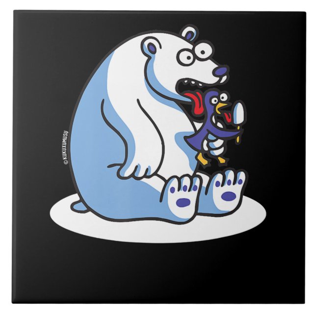 Lårande Polar Bear Penguin Ice Cream Animal Lover Kakelplatta (Framsidan)