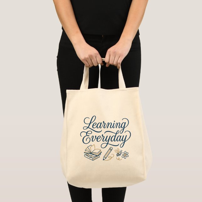 Lärande Vardaglig inspiration present till lärare  Tygkasse (Framsida (produkt))