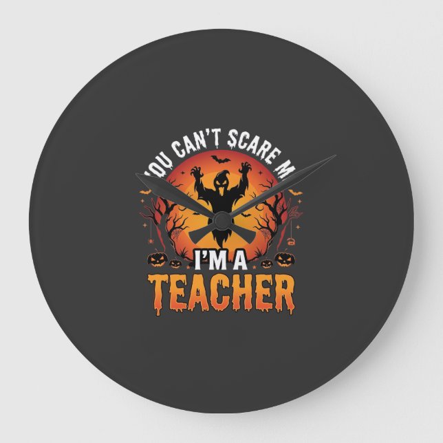 Lärar Halloween Kuslig Spöke Lärar Design_1 Stor Klocka (Framsida)
