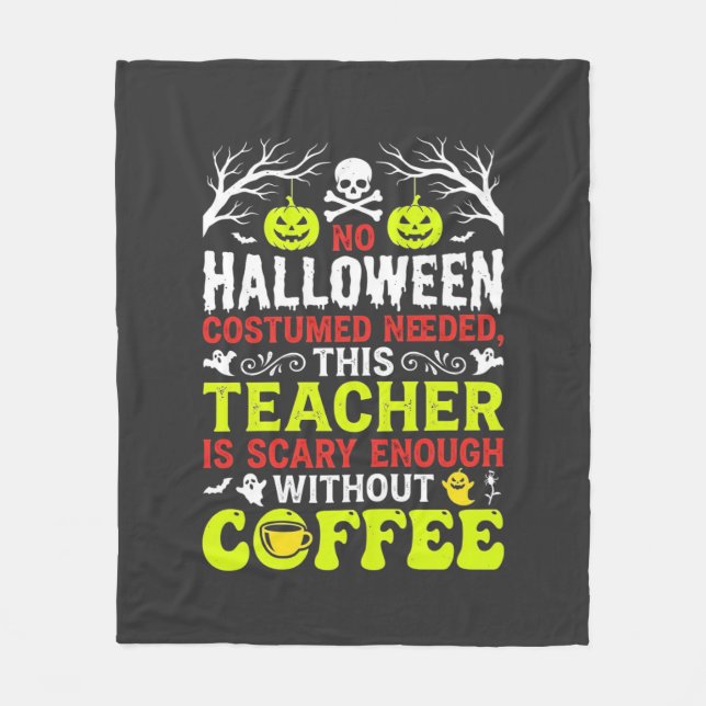 Lärar Halloween läskig nog kaffedesign_1 Fleecefilt (Framsidan)