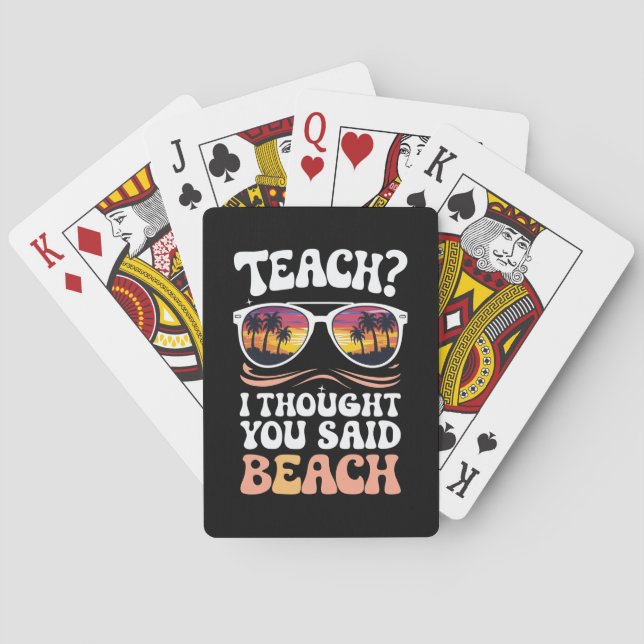 Lärar-I jag trodde du sa strandlärare Groovy Casinokort (Baksidan)
