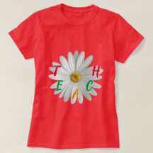 Lärar-T-shirt- VIT DAISY - VAR RUHIG FORTSÄTT FRAM
