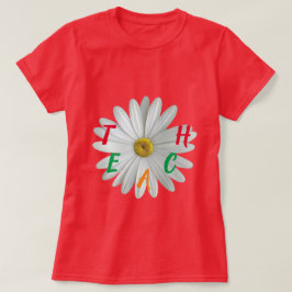 Lärar-T-shirt- VIT DAISY - VAR RUHIG FORTSÄTT FRAM T Shirt
