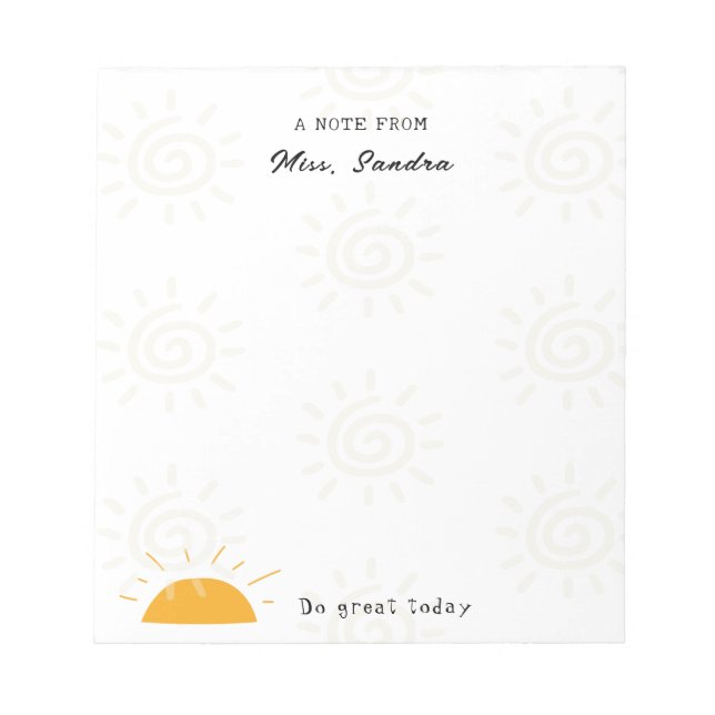 Läraranteckning från Sol Anteckningsblock (Framsida)