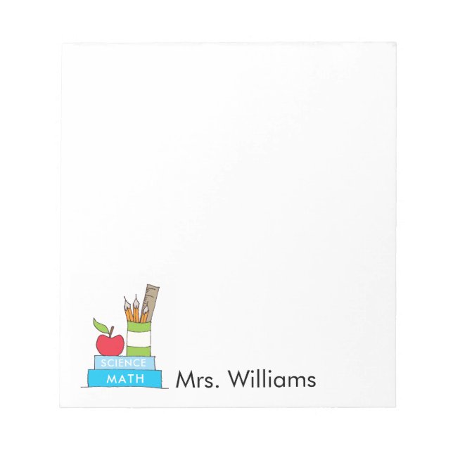 LärarAnteckningsblock med Cute Bokar och äpple Anteckningsblock (Framsida)