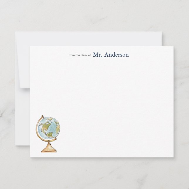 Läraranteckningskort för Personlig med Globe Tack Kort (Framsida)