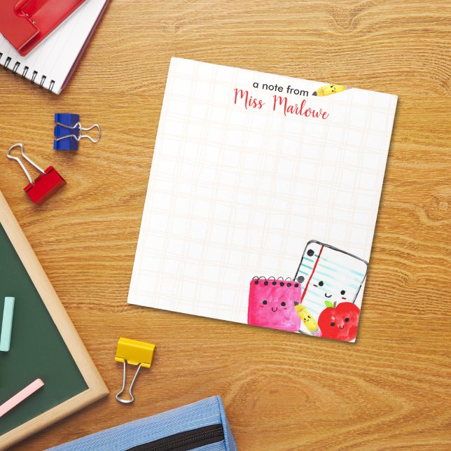 Lärarapperpennan Papper kontrollerad Anteckningsblock (Teacher Appreciation Apple Pencil Paper Checkered Personalized Notepad)