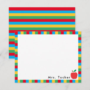 Läraräpple och färgstarka block Cute Stationery Anteckningskort