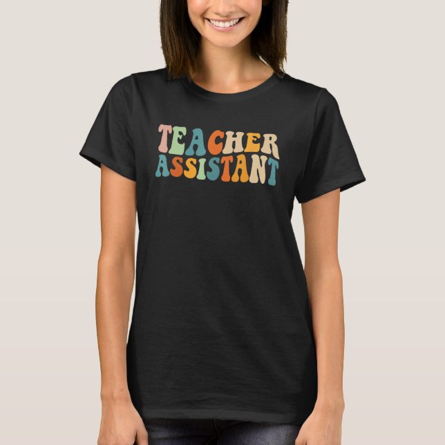 Lärarassistant groovy Aide ParaProfessional Edu T Shirt (Framsida)