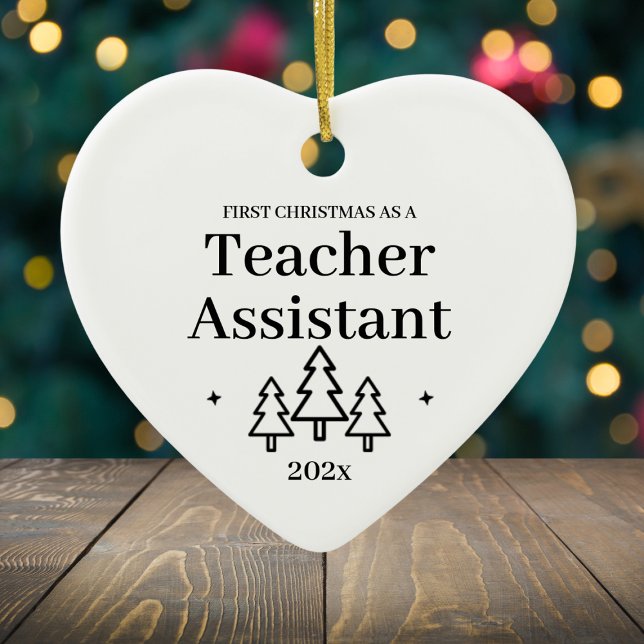 Lärarassistent vid nyjul i jul julgransprydnad keramik (Teacher Assistant First Christmas New Job Ceramic Ornament
)