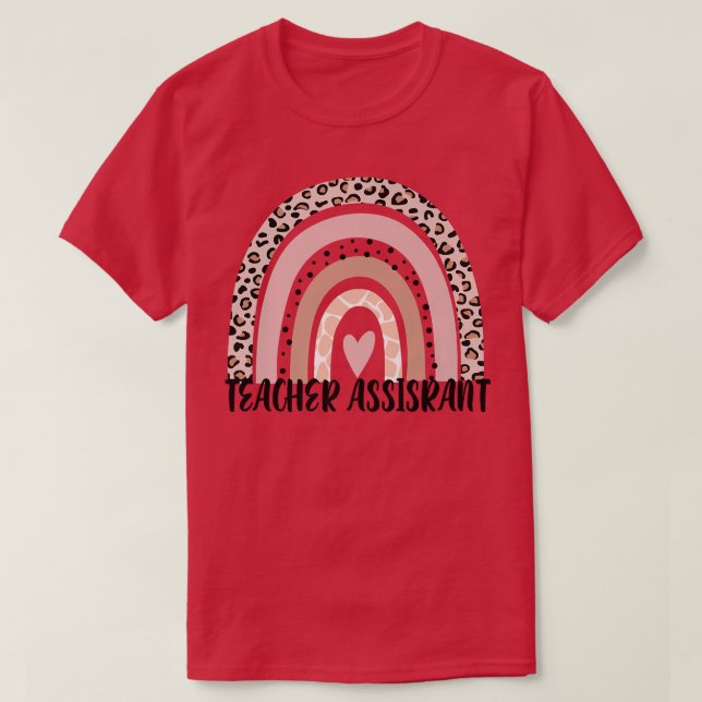 Lärarassistenten Leopard Rainbow Teacher Apprecia T Shirt (Design framsida)
