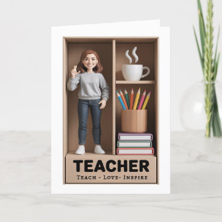 Läraråtgärd Figur AI Boxed Doll Stil Tack Kort
