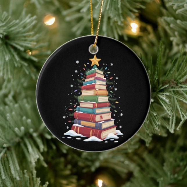 Lärarbibliotekarien bok Julgran Bok i Älskare Julgransprydnad Keramik (Träd)