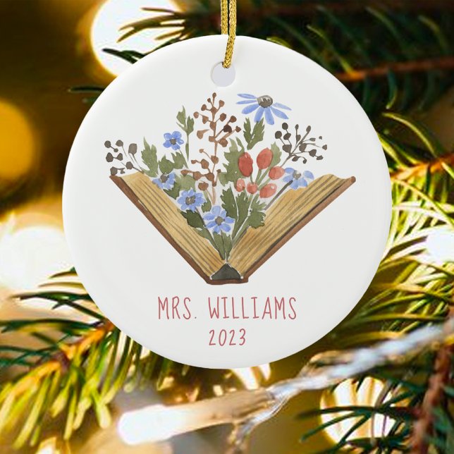 LärarBlommigt Bokar Julgransprydnad Keramik (Skapare uppladdad)