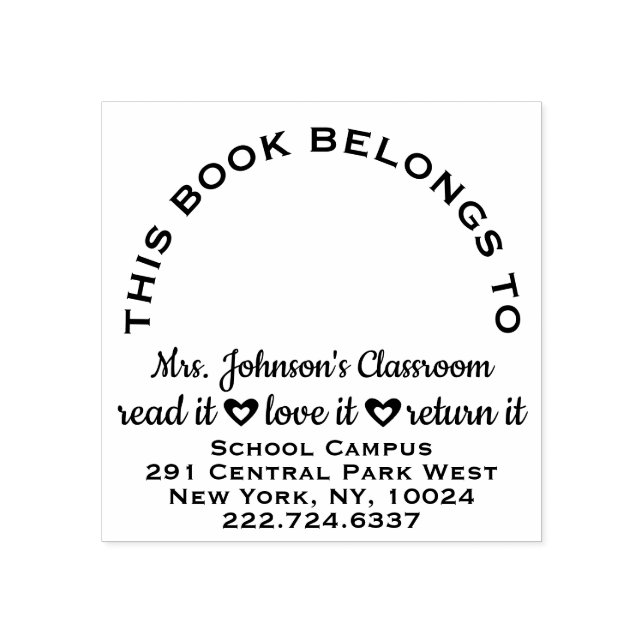 Lärarbokskylt - etikett Modern Adress Namn Stämpel (Tryck)