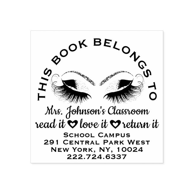 Lärarbokskyltsetikett Ro Adress Namn Öga Stämpel (Tryck)