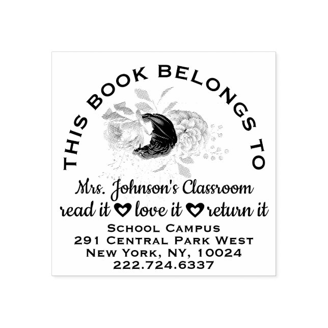 Lärarbokskyltsetikett Ro Adress Namn Stämpel (Tryck)