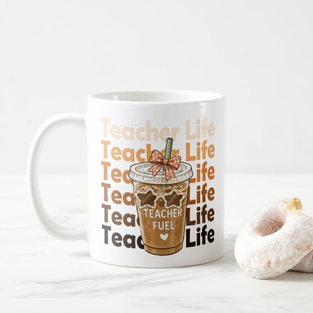 Lärarbränsle Iced Coffee Lärarliv Kaffemugg (Med munk)