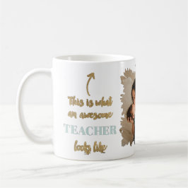 Lärarcitattecken blommigt fotomynta guld kaffemugg