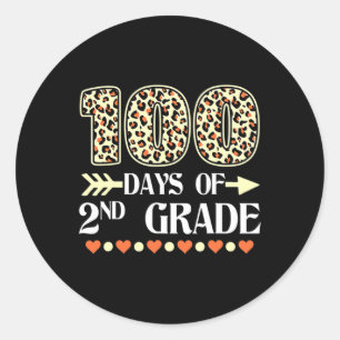 Lärardag 2:a Klass 100 dagar för leopa i skolan Runt Klistermärke