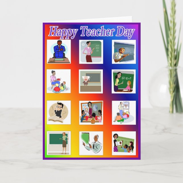 Lärardag - hälsningskort 9 kort (Framsida)
