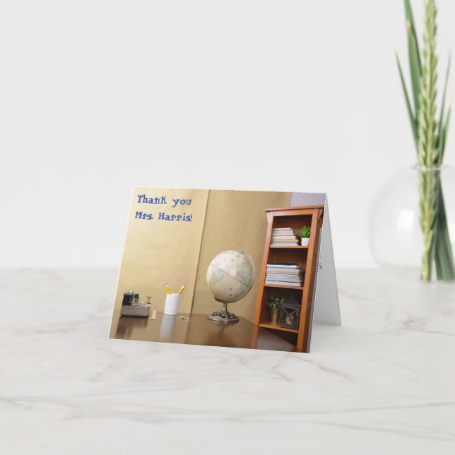 Lärardag i klassrum tack kort (Framsida)