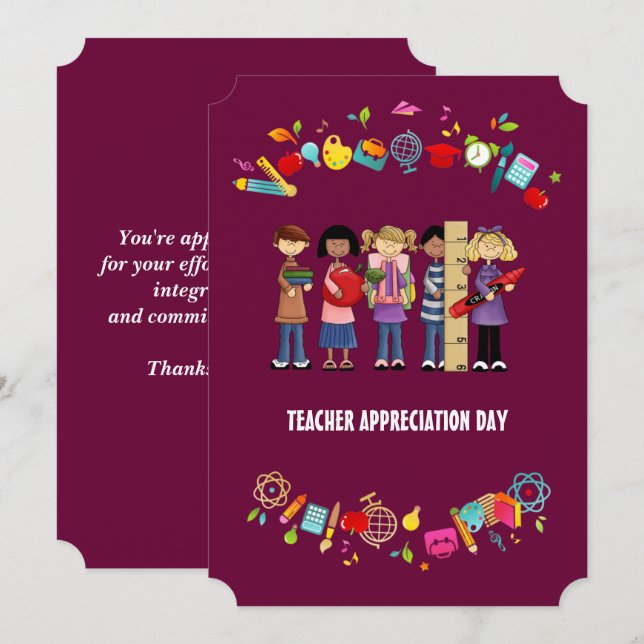 Lärardagen. Anpassningsbarnas platta kort (Fram/baksida)