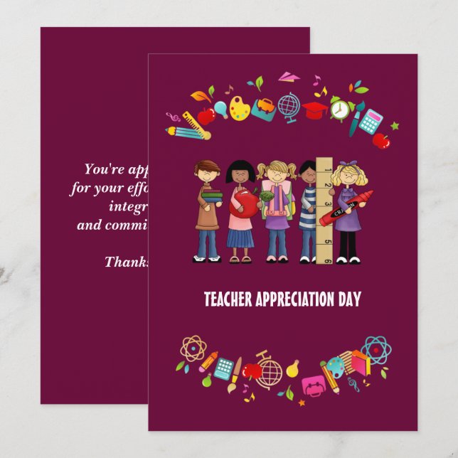 Lärardagen. Anpassningsbarnas platta kort (Fram/baksida)