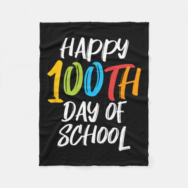 Lärardagen Boys Girls Kids Lycklig 100 Da Fleecefilt (Framsidan)