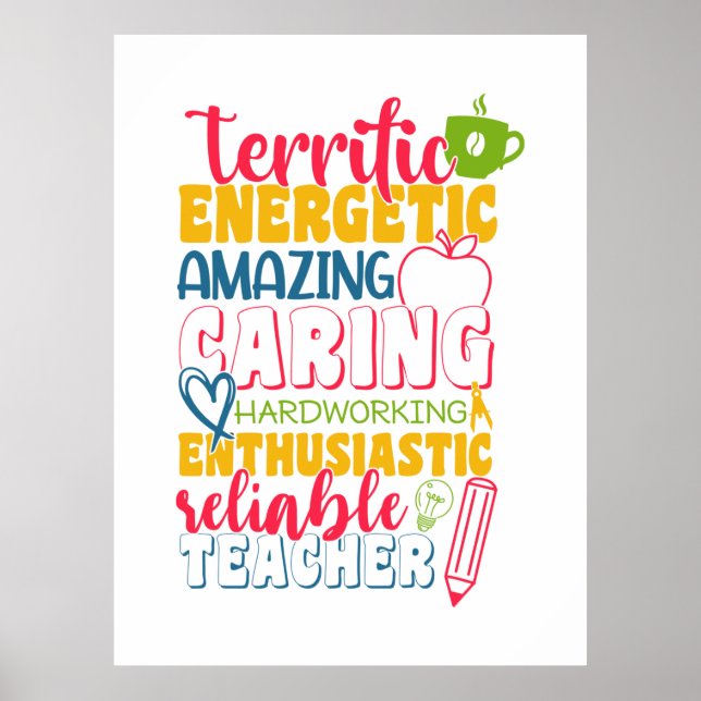 Lärardagen Fantastisk Caring Teacher Poster (Framsidan)