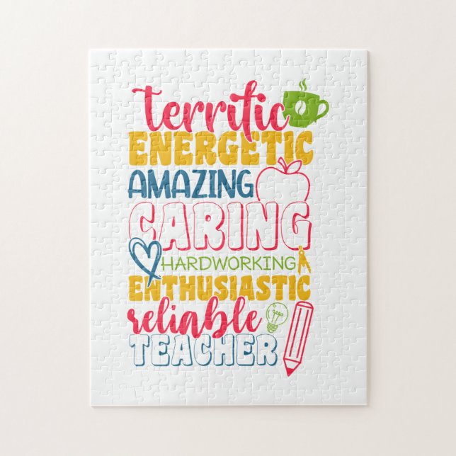 Lärardagen Fantastisk Caring Teacher Pussel (Vertikal)