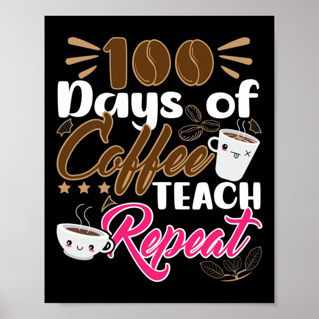 Lärare 100 dagar av repetition av kaffe poster (Framsidan)