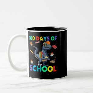 Lärare 100-dagarsdag i Skola Dinosaur 100 dagar i Två-Tonad Mugg
