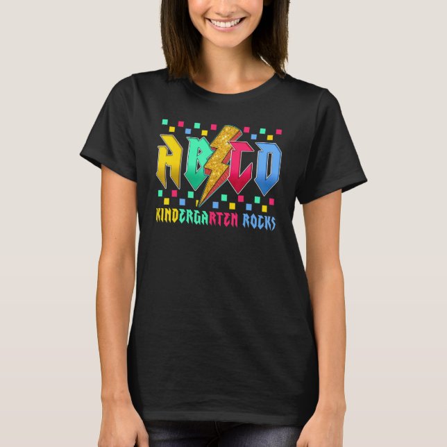 Lärare ABCD Sten Back to school tillbaka i klass A T Shirt (Framsida)