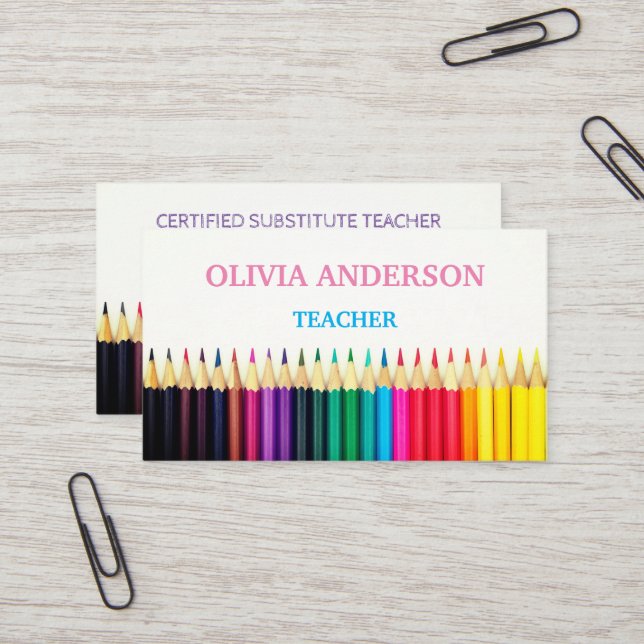 Lärare | Affärskort i Tutor White Visitkort (Fram/Back In Situ)