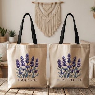 Lärare   Akvarell Lavendel Blommig Bröllopsnamn Tygkasse