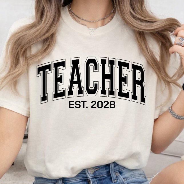 Lärare | Anpassade universitetströjor för skolstar T Shirt (Personalized Elegant Varsity Teacher Appreciation | Teacher Graduation T-Shirt)