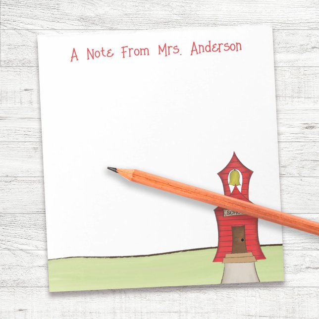 Lärare Anpassningsbar School House Cute Anteckningsblock (Teacher classroom personalized notepad.)
