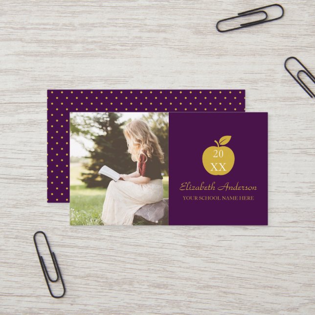 Lärare Äpple Examen Namnkort (Fram/Back In Situ)