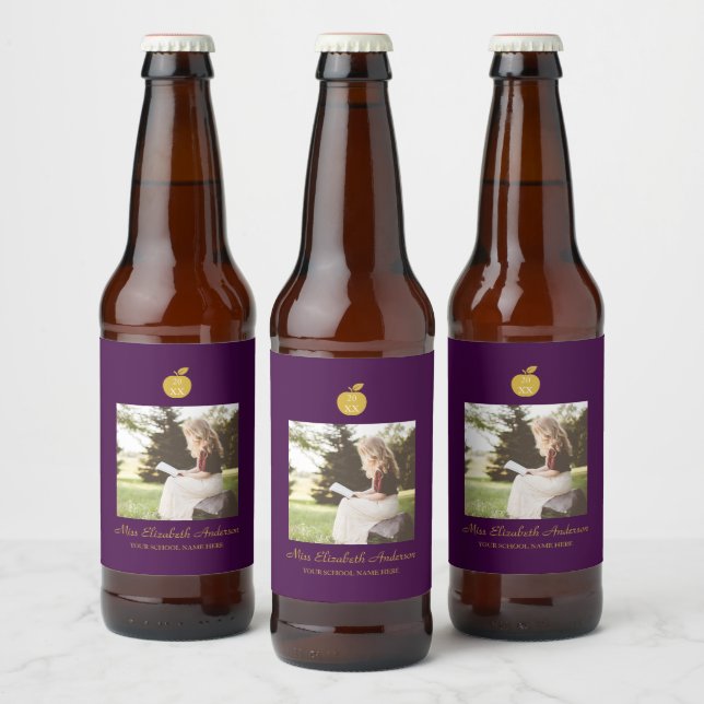 Lärare Äpple Examen Ölflaska Etikett (Flaskor)