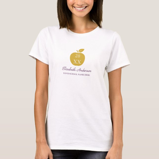 Lärare Äpple Examen T Shirt (Framsida)
