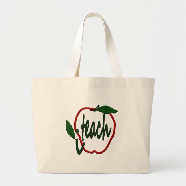 Lärare Apple I Teach Canvas Tote Bag Jumbo Tygkasse (Framsidan)