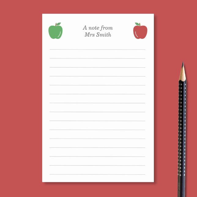 Lärare Apple och Linjer Post-it Block (Teacher Apple and Lines Post-it Notes)