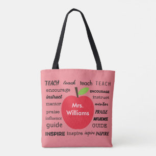 Lärare Apple och ord av inspiration Tygkasse