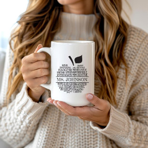Lärare Apple Typography Black and White Kaffemugg