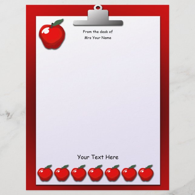 Lärare Apples Letterhead Stationery (Framsida)